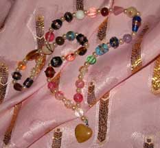 'Aphrodite' style Love prayer beads, large stone/glass
