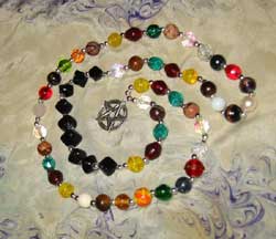 'High Priest' style Wiccan prayer beads, large stone/glass